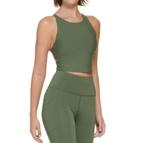 CALVIN KLEIN PERFORMANCE Low-Impact High-Neck Crop Top swimsuit green thyme XXL - Picture 6 of 11